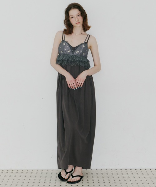 J1U by LA BELLE ETUDE(ジユウバイラベルエチュード)の「ビジュ×レースビスチェ(その他トップス・レディース・ライトブルー/ライトベージュ/ブラック/チャコールグレー・FREE)」の6枚目の写真