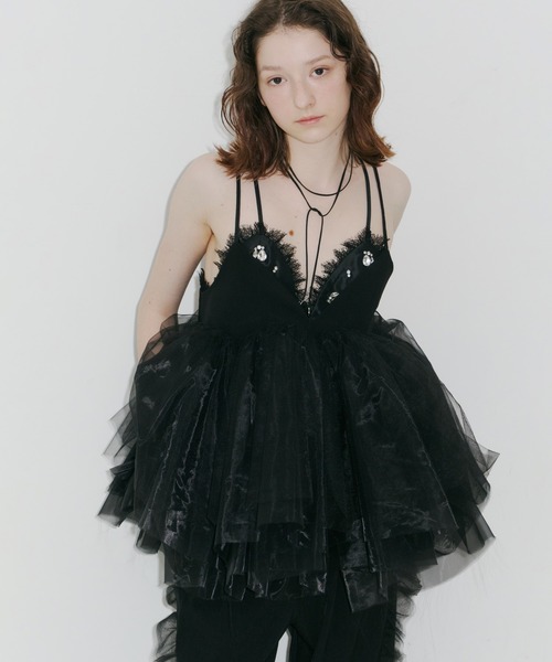 J1U by LA BELLE ETUDE(ジユウバイラベルエチュード)の「ビジュ×レースビスチェ(その他トップス・レディース・ライトブルー/ライトベージュ/ブラック/チャコールグレー・FREE)」の7枚目の写真