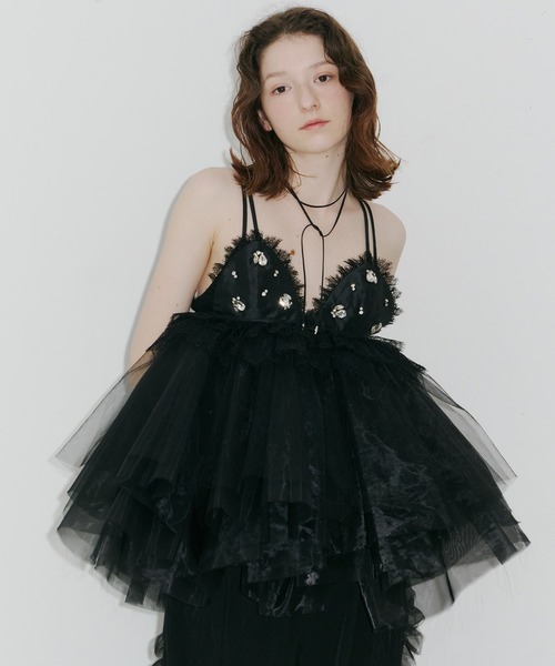 J1U by LA BELLE ETUDE(ジユウバイラベルエチュード)の「ビジュ×レースビスチェ(その他トップス・レディース・ライトブルー/ライトベージュ/ブラック/チャコールグレー・FREE)」の17枚目の写真