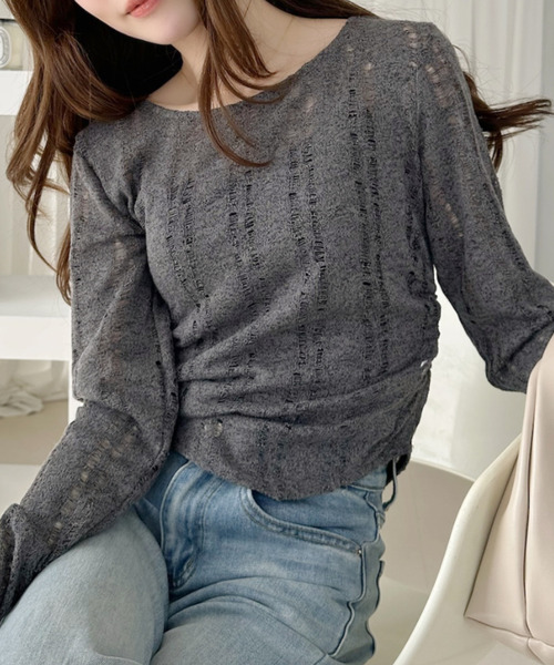 Ada.(エイダ)の「イレヘム ダメージ プルオーバー(Tシャツ/カットソー・レディース・アイボリー/ライトブルー/チャコール・FREE)」の10枚目の写真