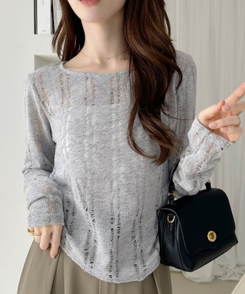 Ada.(エイダ)の「イレヘム ダメージ プルオーバー(Tシャツ/カットソー・レディース・アイボリー/ライトブルー/チャコール・FREE)」の18枚目の写真