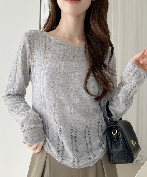 Ada.(エイダ)の「イレヘム ダメージ プルオーバー(Tシャツ/カットソー・レディース・アイボリー/ライトブルー/チャコール・FREE)」の19枚目の写真