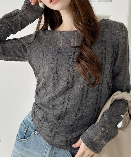 Ada.(エイダ)の「イレヘム ダメージ プルオーバー(Tシャツ/カットソー・レディース・アイボリー/ライトブルー/チャコール・FREE)」の21枚目の写真