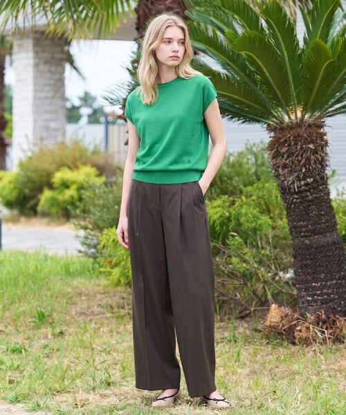 DRESSTERIOR（ドレステリア）の「【ウォッシャブル】コットンシルクフレンチスリーブニット（ニット/セーター・レディース・グリーン/ブラック/レッド系1・36/38/40）」の8枚目の写真