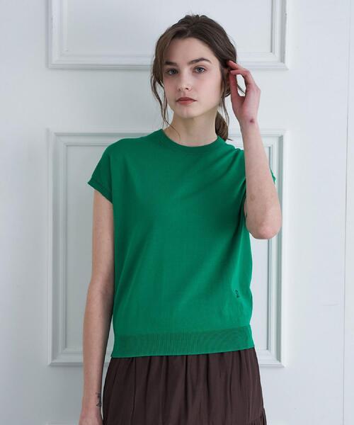 DRESSTERIOR（ドレステリア）の「【ウォッシャブル】コットンシルクフレンチスリーブニット（ニット/セーター・レディース・グリーン/ブラック/レッド系1・36/38/40）」の11枚目の写真