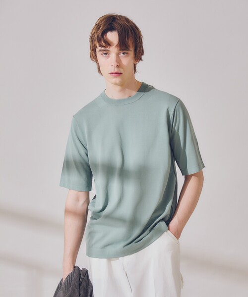 DESIGNWORKS(デザインワークス)の「リミットツイストニットTシャツ / 半袖ニット(ニット/セーター・メンズ・ブラック/グレイッシュベージュ/ネイビー/グリーン/スモークピンク・46/50/48)」の3枚目の写真