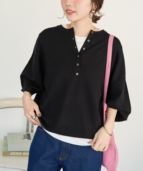 Theory 半袖ニット ブラック M 極美品】theory ブラックトップス 半袖 ニット Мサイズ レディース
