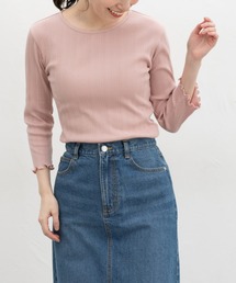【ＵＶカット】７分袖メロー使いテレコＴ