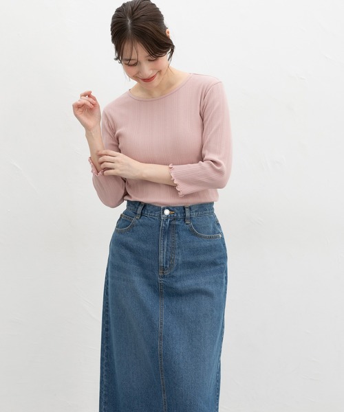 Honeys(ハニーズ)の「【UVカット】7分袖メロー使いテレコT(Tシャツ/カットソー・レディース・ピンク/ブラウン/ライトグリーン/グレイッシュベージュ/サックスブルー/ブラック/オフホワイト・L/LL/M/S)」の20枚目の写真