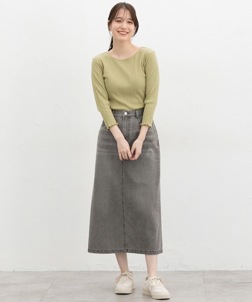 Honeys(ハニーズ)の「【UVカット】7分袖メロー使いテレコT(Tシャツ/カットソー・レディース・ピンク/ブラウン/ライトグリーン/グレイッシュベージュ/サックスブルー/ブラック/オフホワイト・L/LL/M/S)」の22枚目の写真
