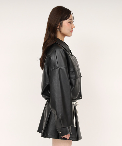 ROYAL PARTY（ロイヤルパーティー）の「アソートオーバーショートジャケット（ライダースジャケット・レディース・ベージュ/ブラック/ブラウン・FREE）」の9枚目の写真