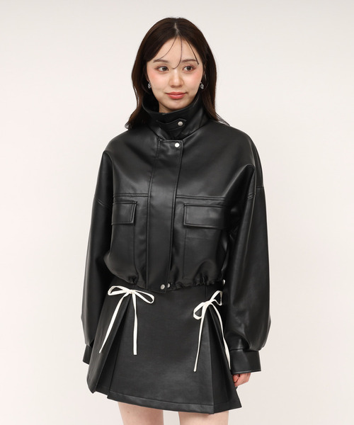 ROYAL PARTY（ロイヤルパーティー）の「アソートオーバーショートジャケット（ライダースジャケット・レディース・ベージュ/ブラック/ブラウン・FREE）」の16枚目の写真