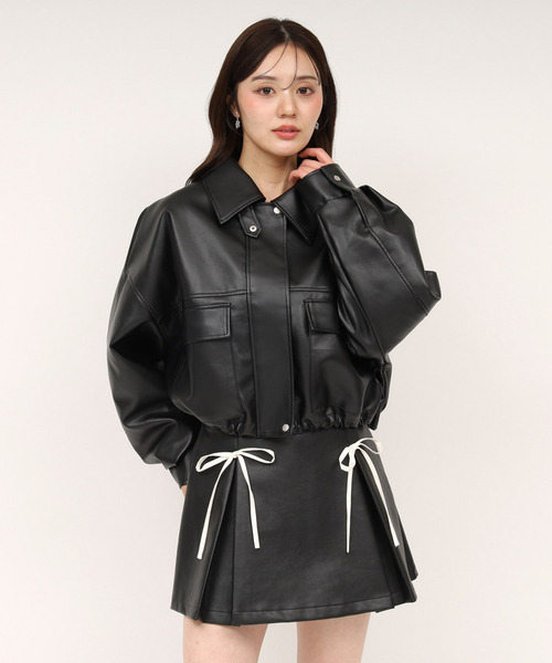 ROYAL PARTY（ロイヤルパーティー）の「アソートオーバーショートジャケット（ライダースジャケット・レディース・ベージュ/ブラック/ブラウン・FREE）」の17枚目の写真