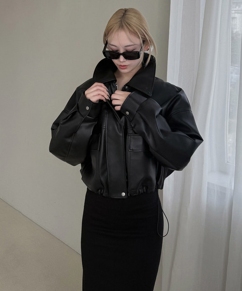 ROYAL PARTY（ロイヤルパーティー）の「アソートオーバーショートジャケット（ライダースジャケット・レディース・ベージュ/ブラック/ブラウン・FREE）」の4枚目の写真