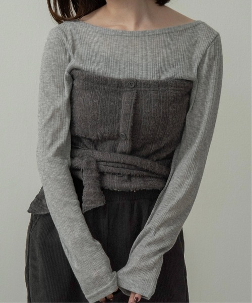 lawgy(ラウジー)の「tie set docking bustier tops / タイセットドッキングビスチェトップス(その他トップス・レディース・ホワイト/グレー・FREE)」の11枚目の写真