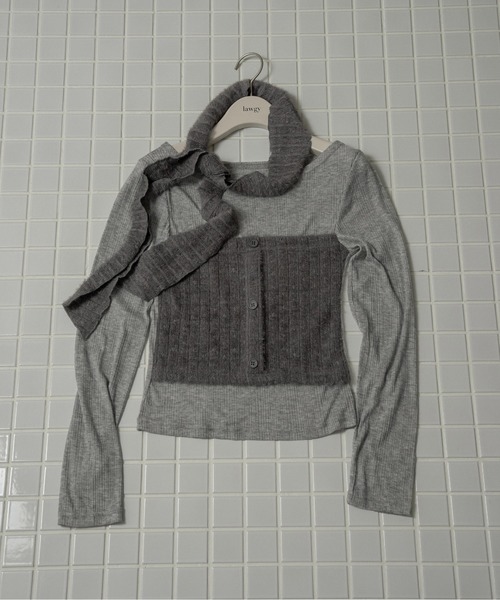 lawgy(ラウジー)の「tie set docking bustier tops / タイセットドッキングビスチェトップス(その他トップス・レディース・ホワイト/グレー・FREE)」の15枚目の写真