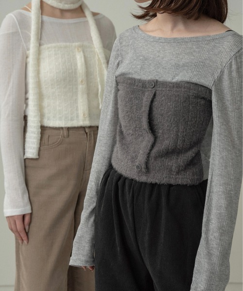 lawgy(ラウジー)の「tie set docking bustier tops / タイセットドッキングビスチェトップス(その他トップス・レディース・ホワイト/グレー・FREE)」の4枚目の写真