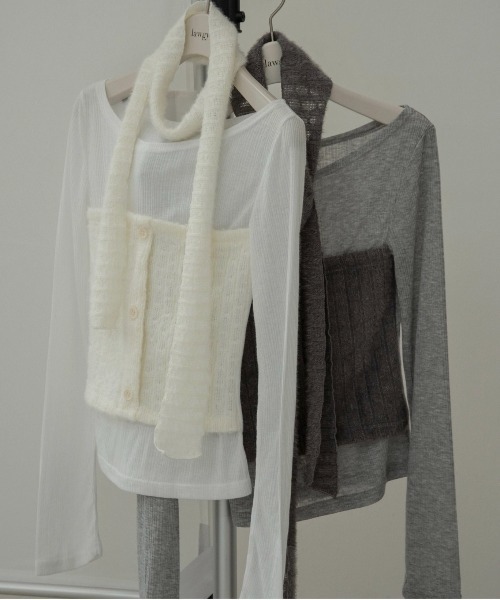 lawgy(ラウジー)の「tie set docking bustier tops / タイセットドッキングビスチェトップス(その他トップス・レディース・ホワイト/グレー・FREE)」の3枚目の写真