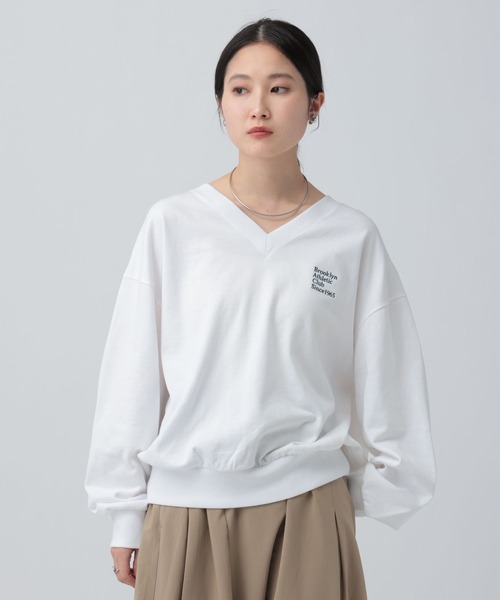 LEPSIM（レプシィム）の「Vネックアソート刺繍プルオーバー　639525（Tシャツ/カットソー・レディース・オフホワイト/チャコールグレー/ライトブルー・FREE）」の2枚目の写真