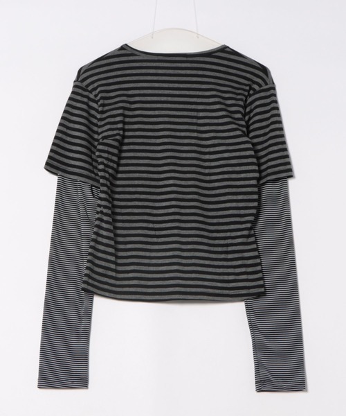 CANVAS+(キャンバスプラス)の「【CANVAS+】スターモチーフボーダーレイヤードトップス(Tシャツ/カットソー・レディース・ブラック・M)」の19枚目の写真