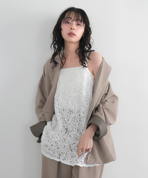 LIAN（リアン）の「コードラインレースキャミ（キャミソール・レディース・オフホワイト/ブラック・FREE）」の7枚目の写真