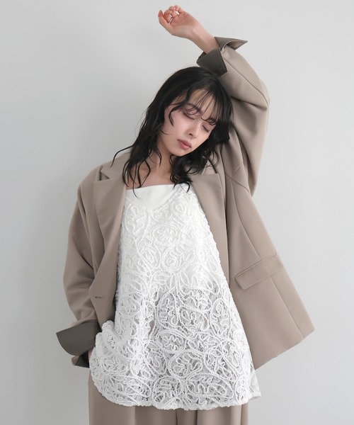 LIAN（リアン）の「コードラインレースキャミ（キャミソール・レディース・オフホワイト/ブラック・FREE）」の8枚目の写真