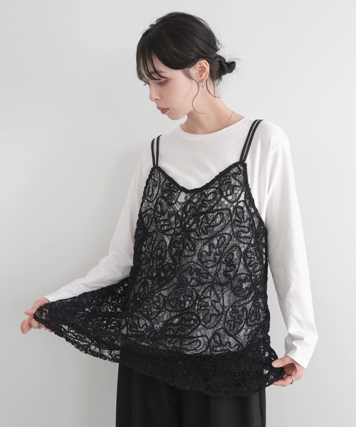 LIAN（リアン）の「コードラインレースキャミ（キャミソール・レディース・オフホワイト/ブラック・FREE）」の12枚目の写真