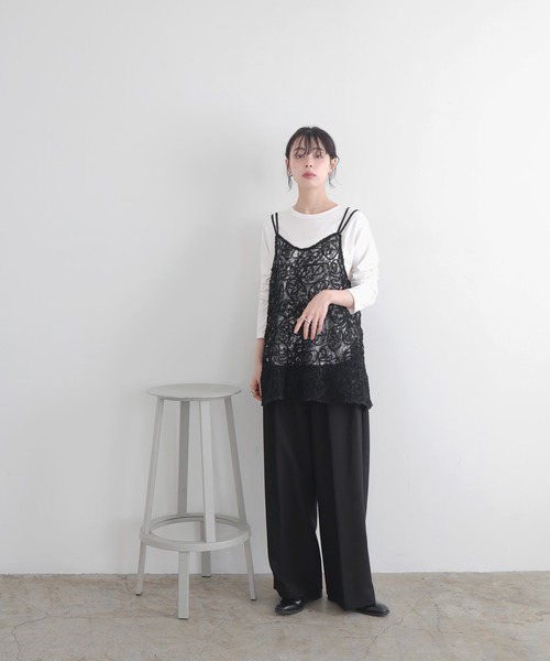 LIAN（リアン）の「コードラインレースキャミ（キャミソール・レディース・オフホワイト/ブラック・FREE）」の13枚目の写真