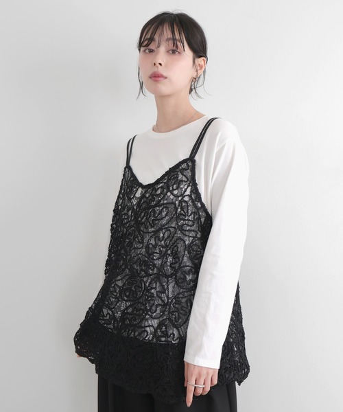 LIAN（リアン）の「コードラインレースキャミ（キャミソール・レディース・オフホワイト/ブラック・FREE）」の10枚目の写真