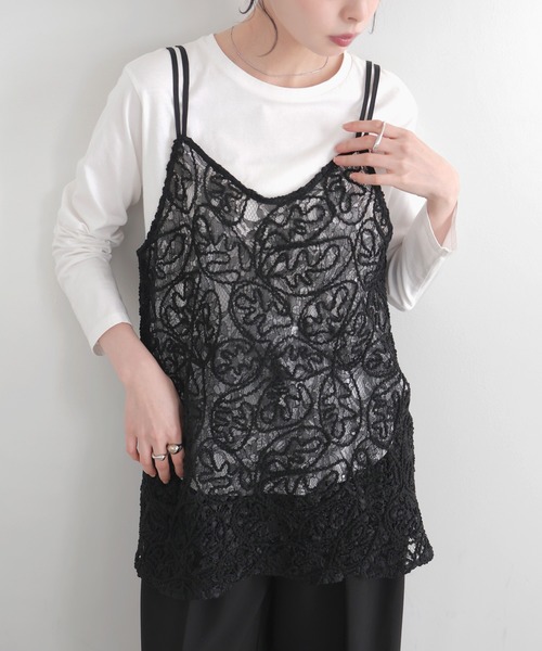 LIAN（リアン）の「コードラインレースキャミ（キャミソール・レディース・オフホワイト/ブラック・FREE）」の11枚目の写真