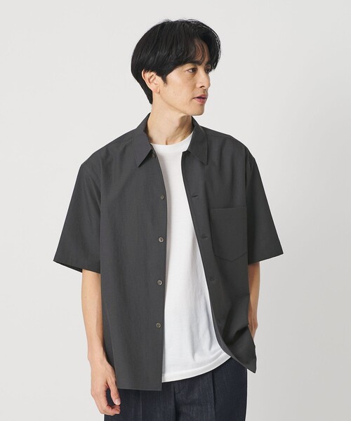 BEAUTY&YOUTH UNITED ARROWS(ビューティーアンドユースユナイテッドアローズ)の「KOMATSU PACK キャンプカラー ショートスリーブ シャツ GRANDE型 セットアップ対応 撥水 ウォッシャブル(シャツ/ブラウス・メンズ・ダークグレー/ネイビー/モカ・XL/L/M/S)」の5枚目の写真