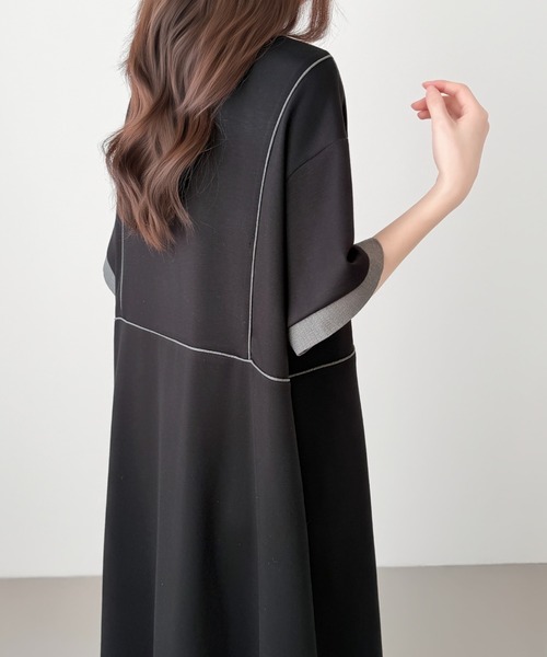 ABITOKYO(アビトーキョー)の「裾異素材切替配色パイピング段ボールスウェットワンピース(ワンピース・レディース・ブラック/アイボリー/チャコールグレー・L/M)」の19枚目の写真