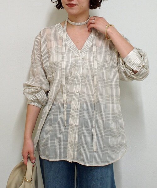 Loungedress 長袖 ラウンジドレス シャツ ロゴ刺繍シャツ