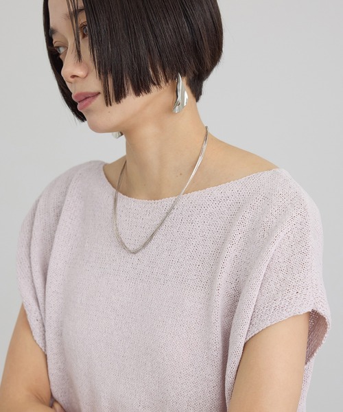 【WHITE】ペーパーヤーンフレンチスリーブニット URBAN RESEARCH（アーバンリサーチ） ベスト ジレ ペーパーヤーン