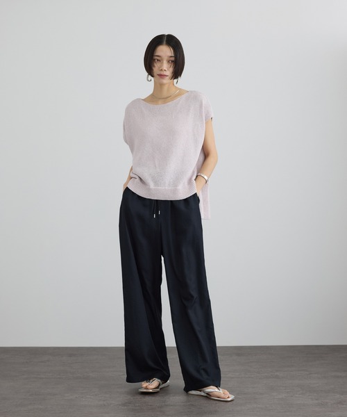SALON adam et rope'（サロン アダム エ ロペ）の「ペーパーヤーンフレンチスリーブプルオーバー / 新色追加（ニット/セーター・レディース・ピンク/ベージュ/チャコールグレー・FREE）」の7枚目の写真