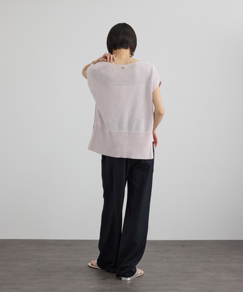 SALON adam et rope'（サロン アダム エ ロペ）の「ペーパーヤーンフレンチスリーブプルオーバー / 新色追加（ニット/セーター・レディース・ピンク/ベージュ/チャコールグレー・FREE）」の14枚目の写真