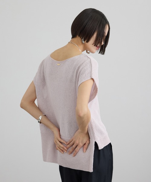 SALON adam et rope'（サロン アダム エ ロペ）の「ペーパーヤーンフレンチスリーブプルオーバー / 新色追加（ニット/セーター・レディース・ピンク/ベージュ/チャコールグレー・FREE）」の15枚目の写真