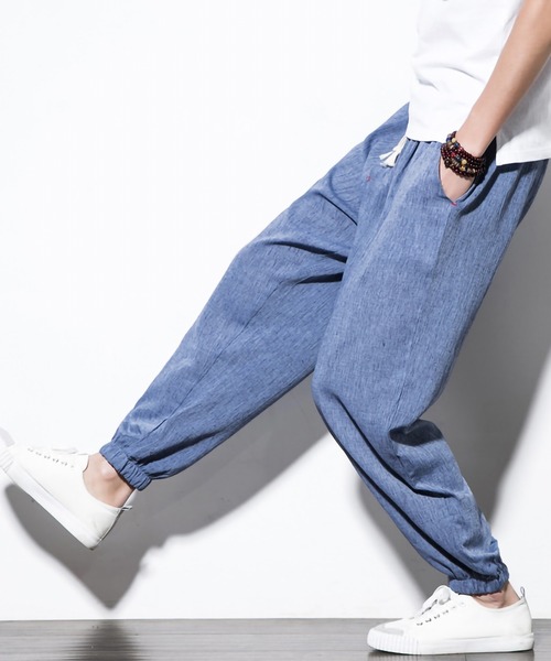 ARCADE（アーケード）の「綿麻リラックスジョガーリネンパンツ（その他パンツ・メンズ・チャコール/ブルー/グレー/ブラック・M/2XL/XL/L）」の4枚目の写真