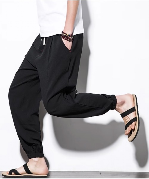 ARCADE（アーケード）の「綿麻リラックスジョガーリネンパンツ（その他パンツ・メンズ・チャコール/ブルー/グレー/ブラック・M/2XL/XL/L）」の2枚目の写真