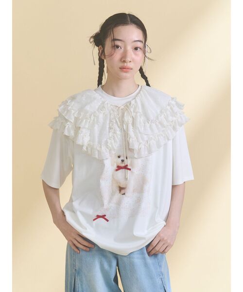 merry jenny(メリージェニー)の「ribbon dog collage tee(Tシャツ/カットソー・レディース・ブルー/オフホワイト/ピンク・FREE)」の10枚目の写真