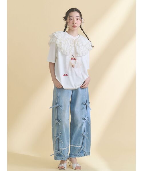 merry jenny(メリージェニー)の「ribbon dog collage tee(Tシャツ/カットソー・レディース・ブルー/オフホワイト/ピンク・FREE)」の12枚目の写真
