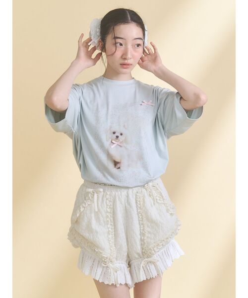 merry jenny(メリージェニー)の「ribbon dog collage tee(Tシャツ/カットソー・レディース・ブルー/オフホワイト/ピンク・FREE)」の13枚目の写真