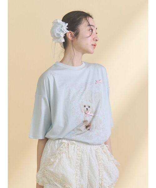 merry jenny(メリージェニー)の「ribbon dog collage tee(Tシャツ/カットソー・レディース・ブルー/オフホワイト/ピンク・FREE)」の14枚目の写真