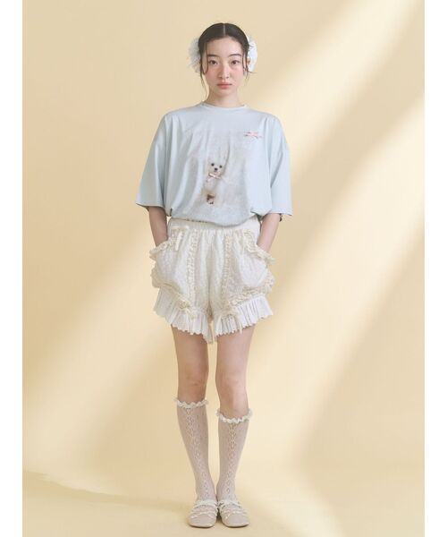 merry jenny(メリージェニー)の「ribbon dog collage tee(Tシャツ/カットソー・レディース・ブルー/オフホワイト/ピンク・FREE)」の15枚目の写真
