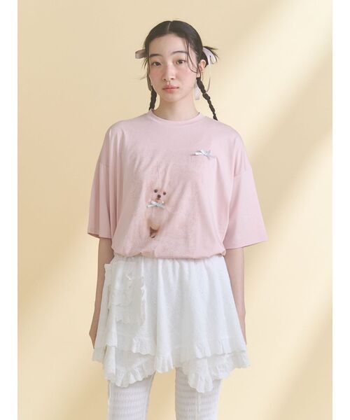 merry jenny(メリージェニー)の「ribbon dog collage tee(Tシャツ/カットソー・レディース・ブルー/オフホワイト/ピンク・FREE)」の16枚目の写真