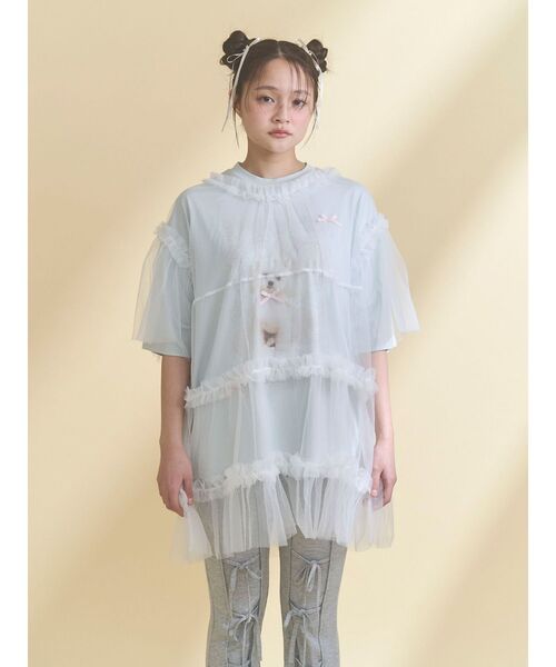 merry jenny(メリージェニー)の「ribbon dog collage tee(Tシャツ/カットソー・レディース・ブルー/オフホワイト/ピンク・FREE)」の8枚目の写真