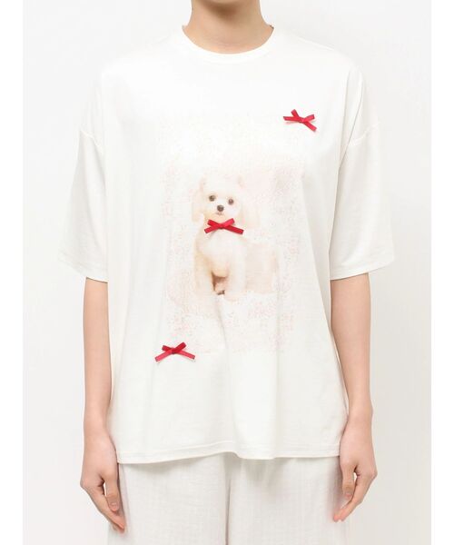 merry jenny(メリージェニー)の「ribbon dog collage tee(Tシャツ/カットソー・レディース・ブルー/オフホワイト/ピンク・FREE)」の13枚目の写真