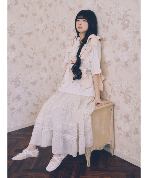 merry jenny(メリージェニー)の「ribbon dog collage tee(Tシャツ/カットソー・レディース・ブルー/オフホワイト/ピンク・FREE)」の5枚目の写真