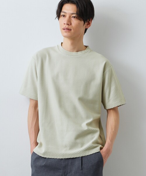 THE SHOP TK (ザ ショップ ティーケー )の「ハニカム リンクス半袖Tシャツ 洗濯機OK(Tシャツ/カットソー・メンズ・オフホワイト/ライトグレー/ネイビー・01/02/04)」の7枚目の写真