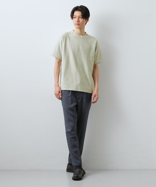 THE SHOP TK (ザ ショップ ティーケー )の「ハニカム リンクス半袖Tシャツ 洗濯機OK(Tシャツ/カットソー・メンズ・オフホワイト/ライトグレー/ネイビー・01/02/04)」の5枚目の写真